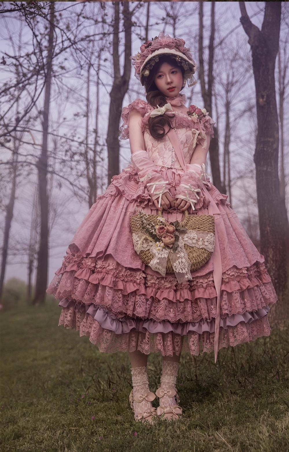 ZJstory - 14-line Poem Set - Classic Lolita Separate Dress Set Tiered Ruffles Skirt