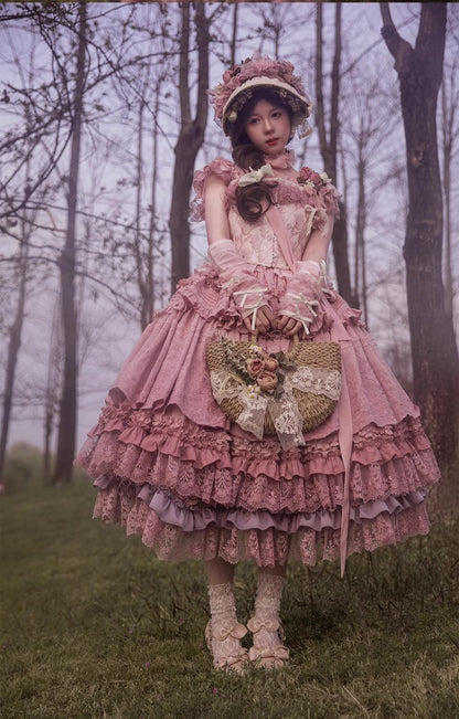 ZJstory - 14-line Poem Set - Classic Lolita Separate Dress Set Tiered Ruffles Skirt