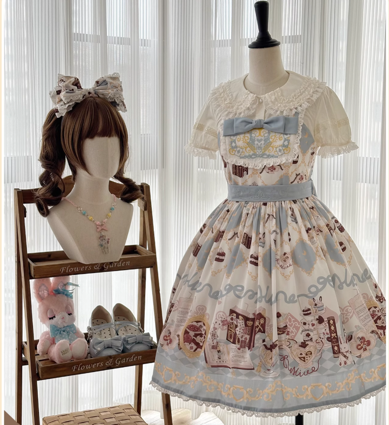 Sweet Dream Sheep - Alice Cat - Printed Kawaii Lolita Dress