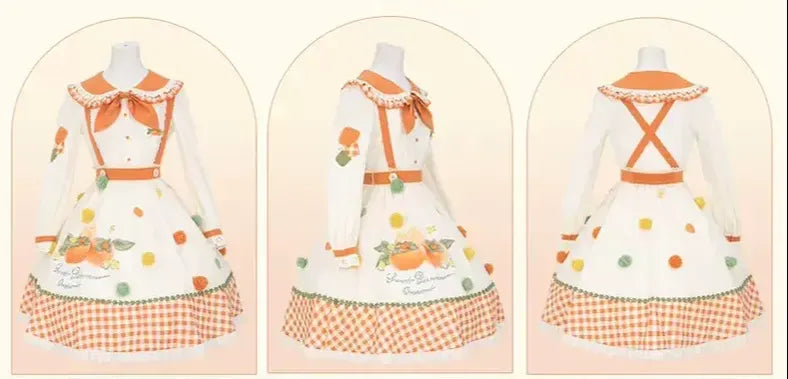 Mademoiselle Pearl - Persimmon - Autumn Persimmon Print Lolita OP JSK SK Dress