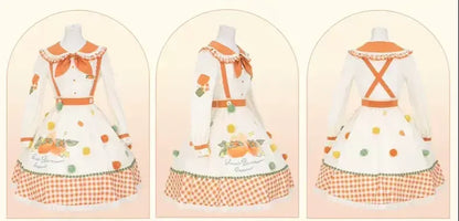 Mademoiselle Pearl - Persimmon - Autumn Persimmon Print Lolita OP JSK SK Dress