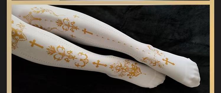 Wulala Mew - Elegant Lolita Pantyhose Daily Gold Foil Printing Tights