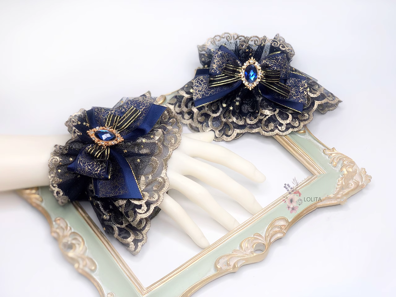Qianye - Gorgeous Lolita Cuffs Indigo Hand Sleeves Lolita Accessory