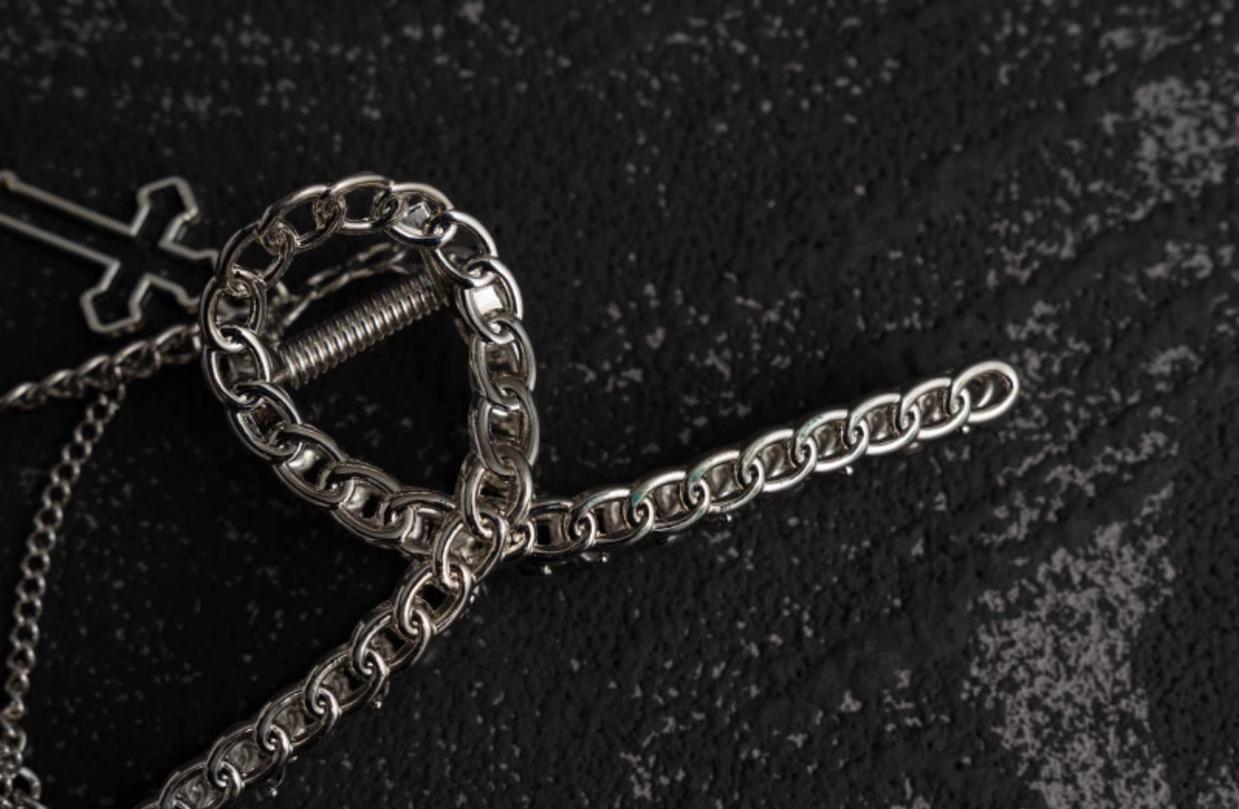 Strange Sugar - Gothic Lolita Hair Clip Alloy Bow Cross Lolita Claw Clip Accessories