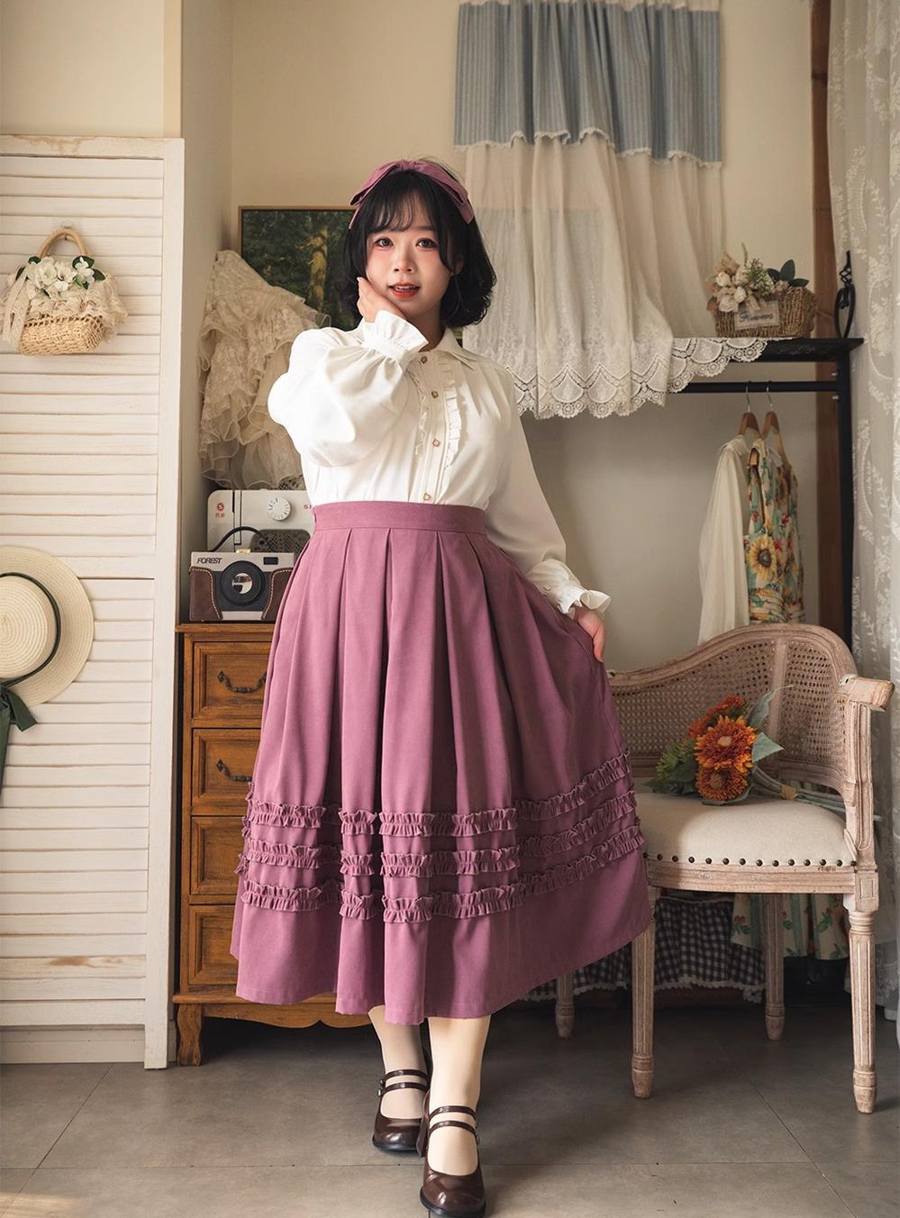 Forest Wardrobe - Forest Basket - Elegant Lolita Shirt Retro Dual Collar Versatile Shirt