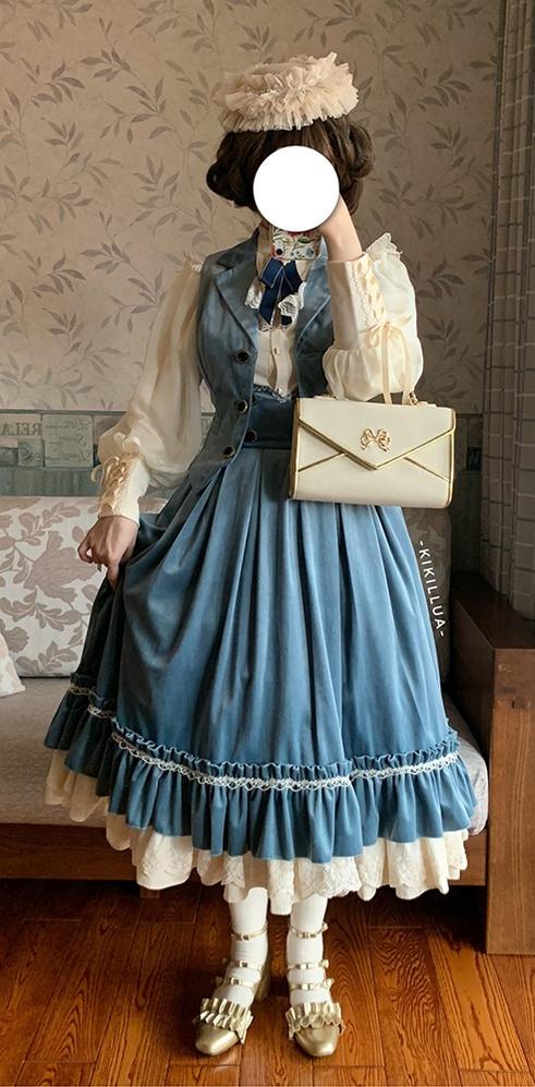 Miss Point - Rose Doll - Retro Lolita Vest Velvet Lolita Waistcoat