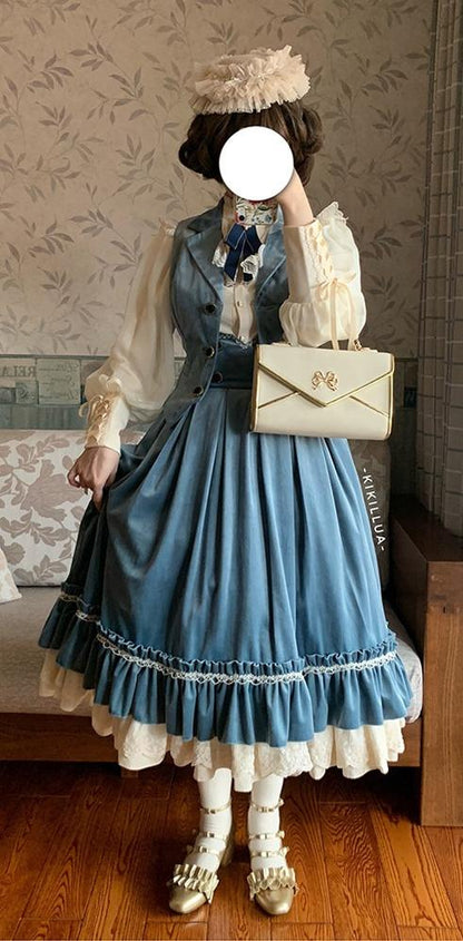 Miss Point - Rose Doll - Retro Lolita Vest Velvet Lolita Waistcoat