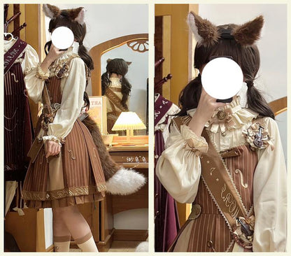 Forest Fluorescent Carps - Classic Lolita Salopette Set Violin Preppy Style Dress