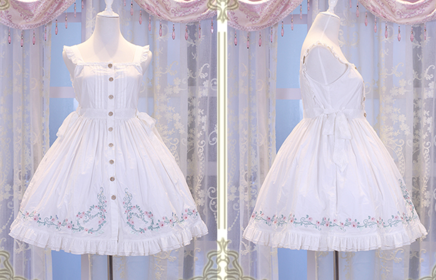 Chess Story - Rosebud Manor Version 2.0 - Vintage Country Lolita Embroidered JSK Smocked Dress