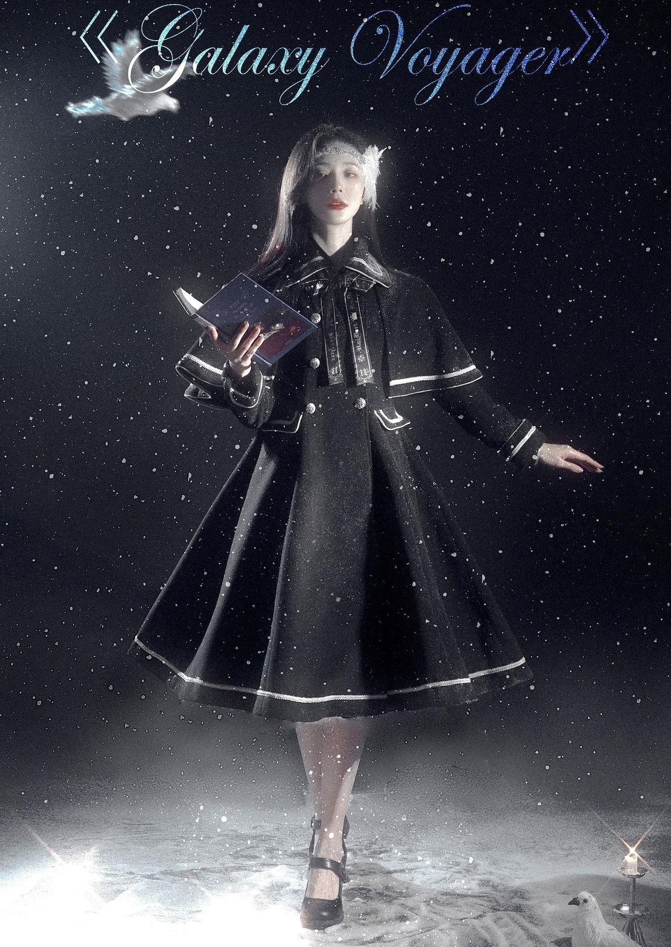 Unideer - Galaxy Traveler - Classic School Lolita Overcoat with Detachable Cape and Bow