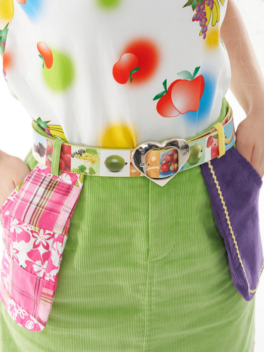 Strawberry Apple Fruit Print Belt