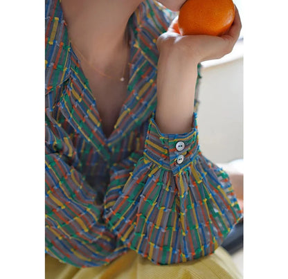 Colorful Mondrian Retro Blouse