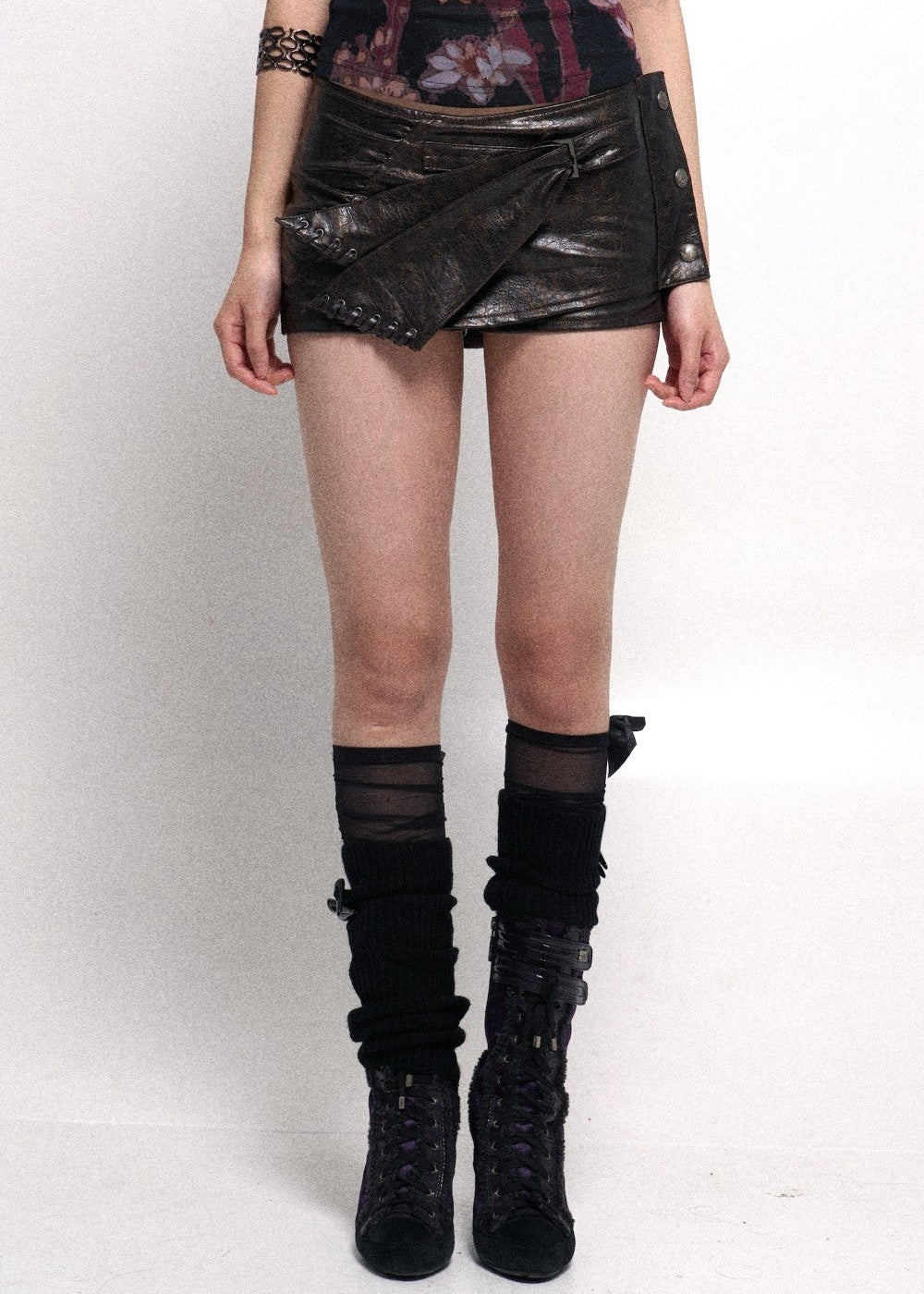 Leather Wrap Skort