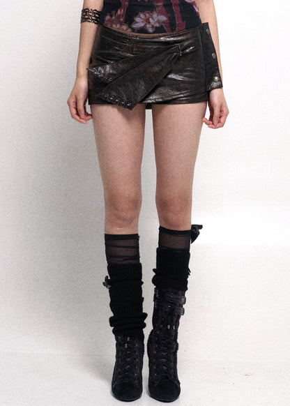 Leather Wrap Skort