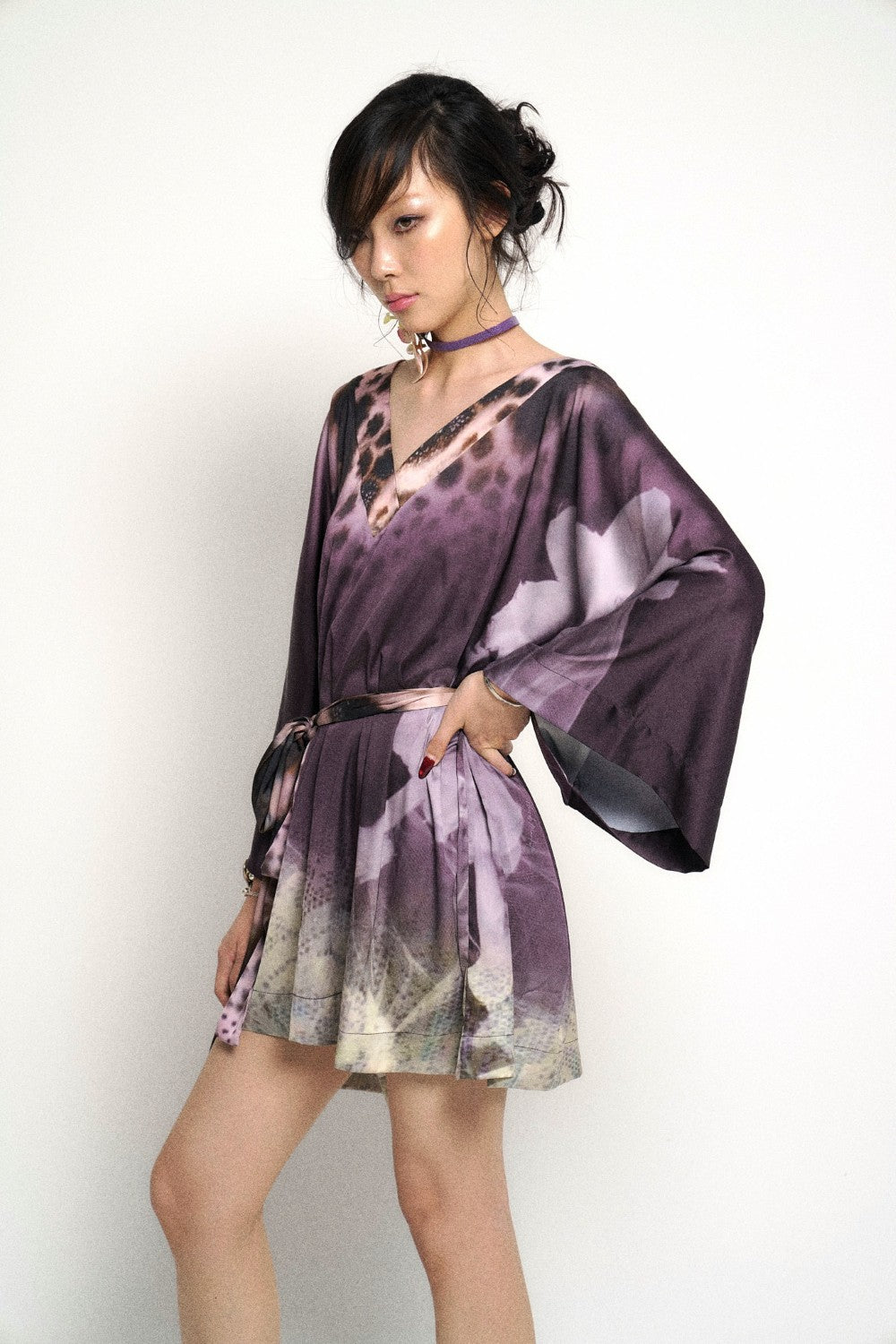 Satin Floral Leopard Robe