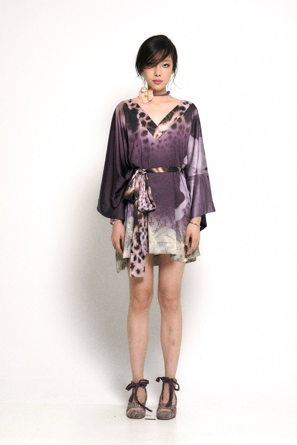 Satin Floral Leopard Robe