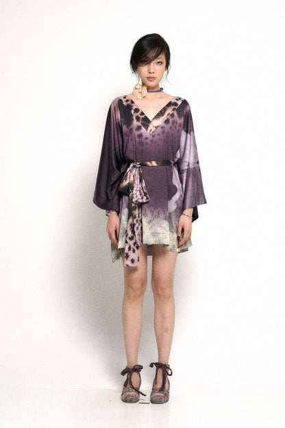 Satin Floral Leopard Robe