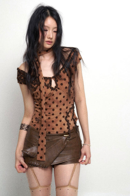 Polka Dot Top Brown