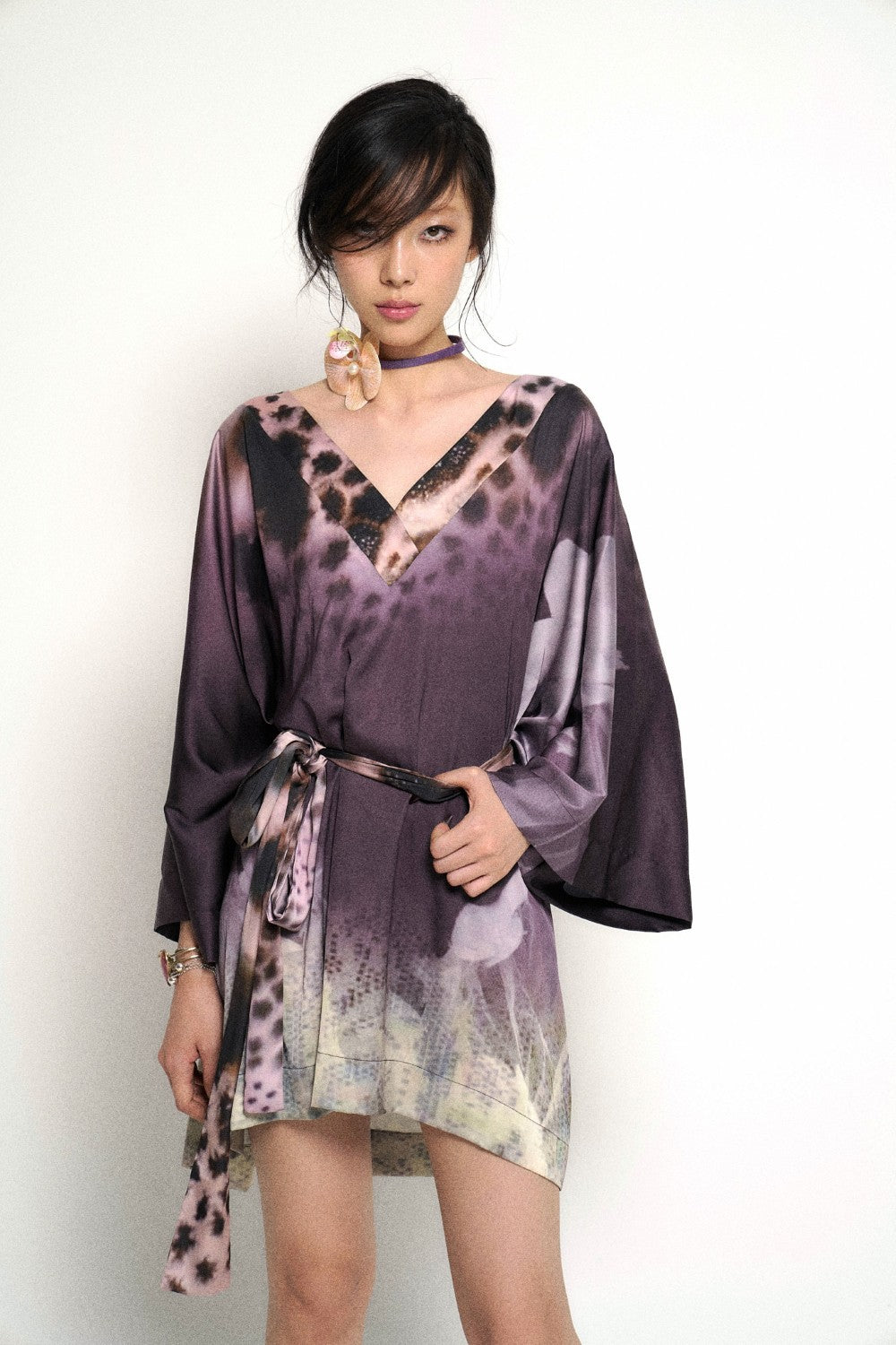 Satin Floral Leopard Robe
