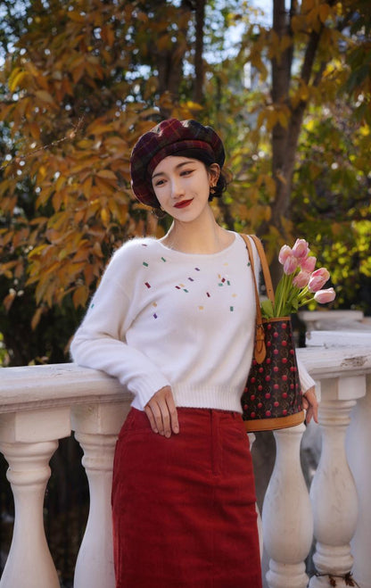 Confetti embroidery knit sweater