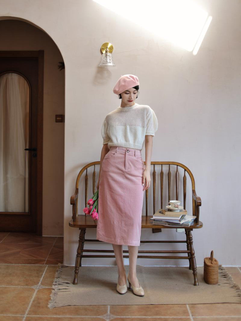 pink lady corduroy skirt