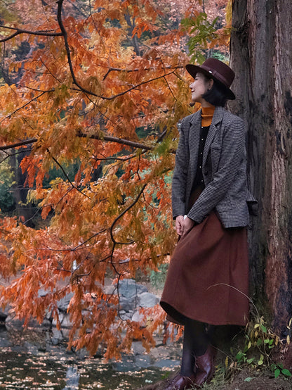 Dark Brown Lady Retro Umbrella Skirt