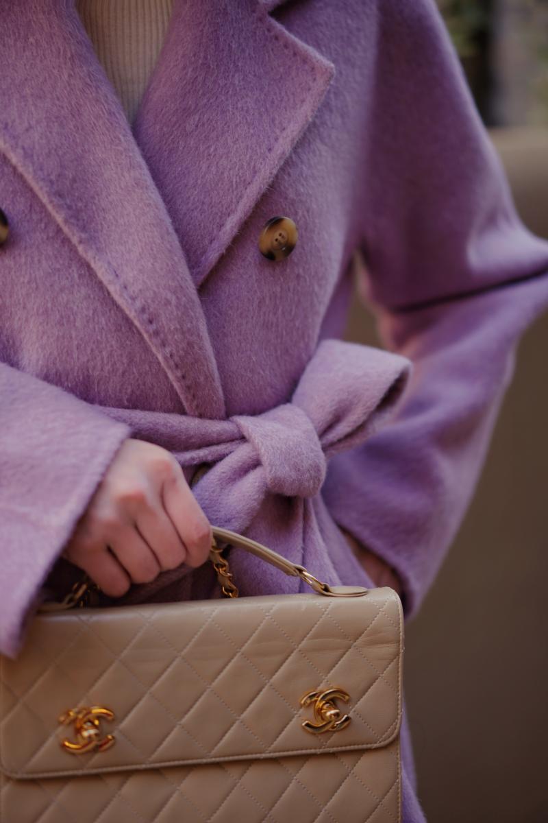 Purple lady long wool coat