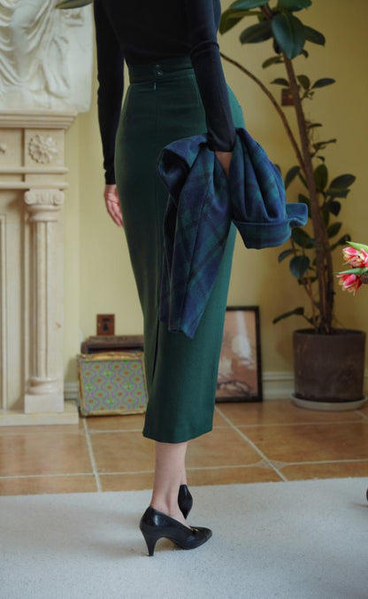 Dark Green Lady Tweed Tube Skirt