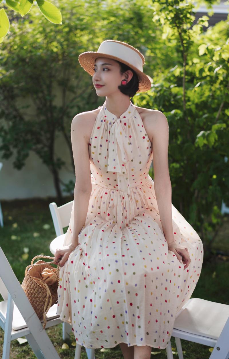 Polka dot tea party sleeveless dress