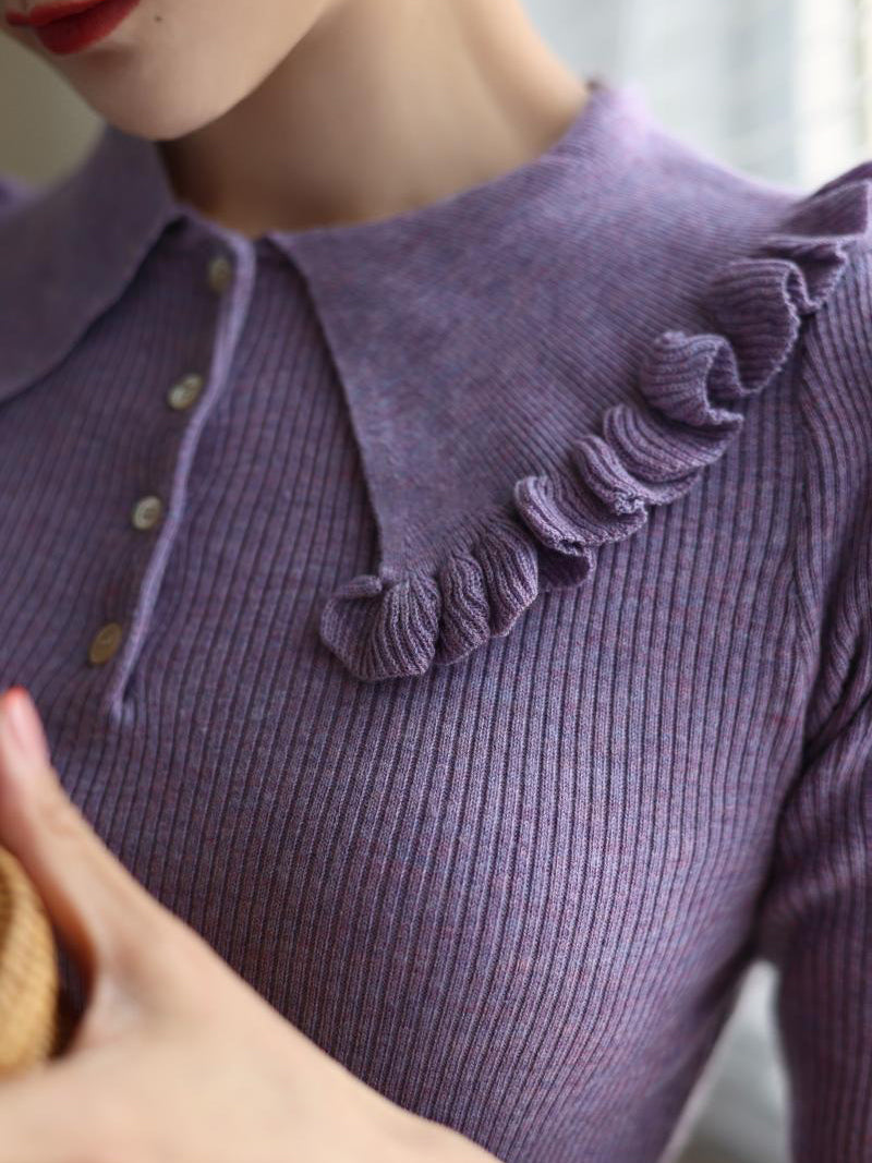 Modest Purple Lady Retro Knit Top