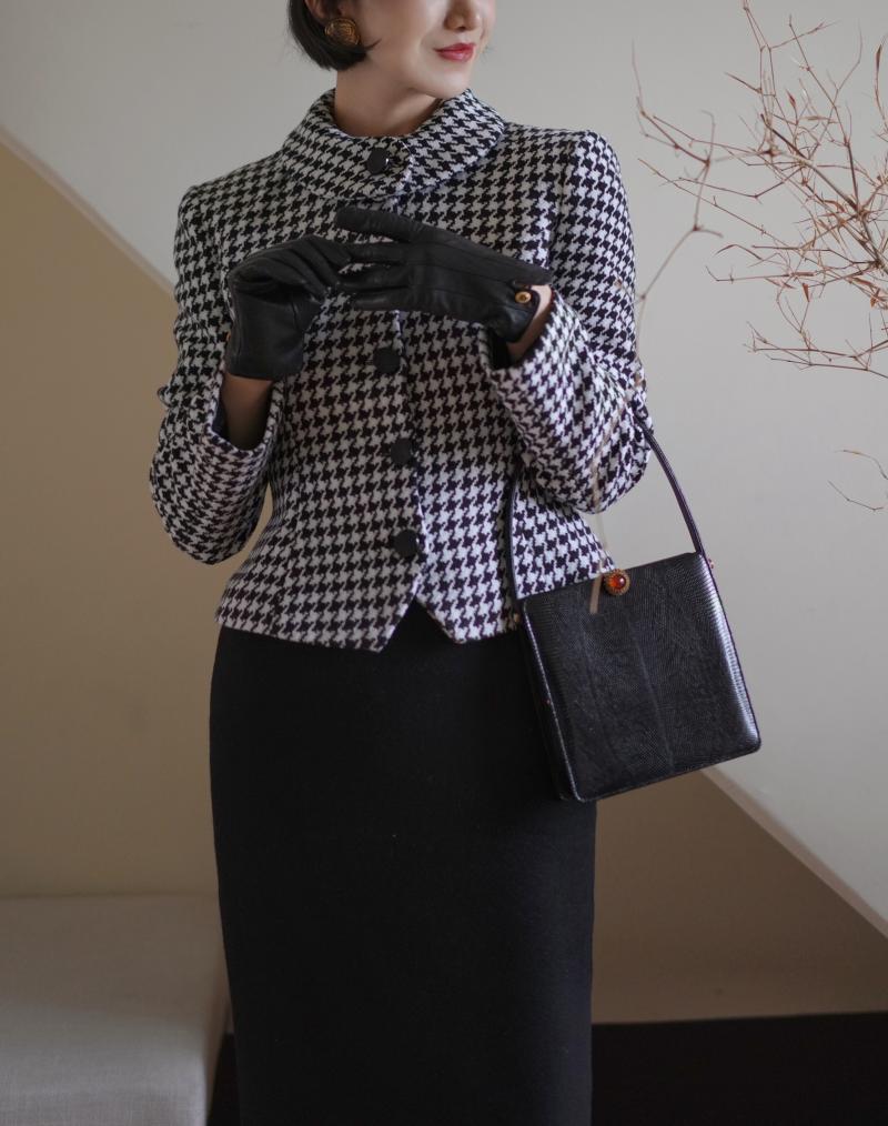 Houndstooth Retro Wool Jacket