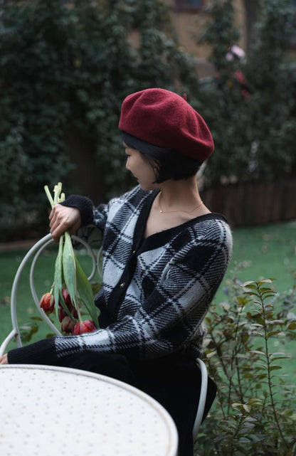 plaid retro sweater and cardigan