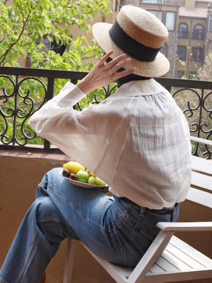 Lady White Linen Blouse