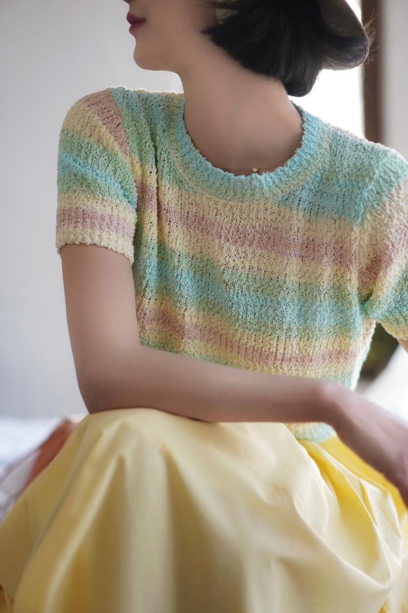 colorful striped knit tops