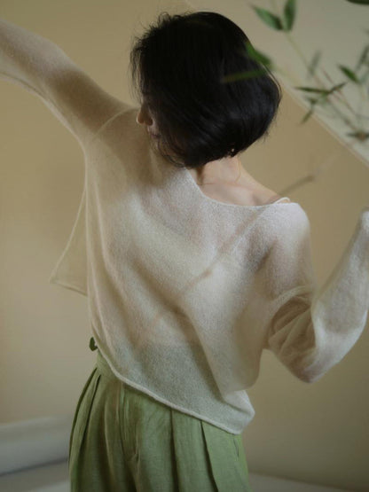 Ivory keyboard color mohair pullover