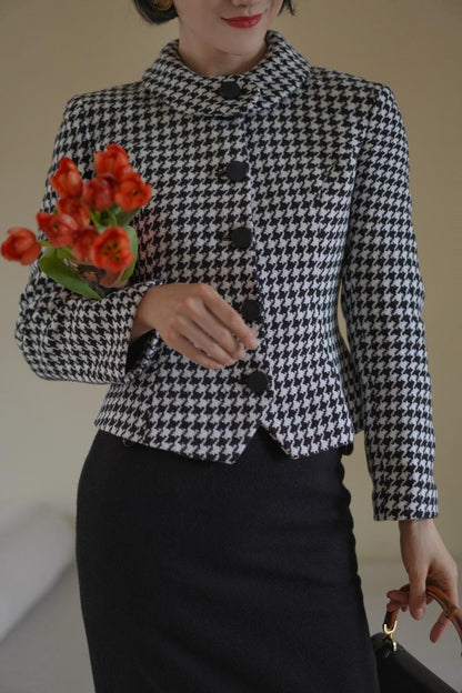 Houndstooth Retro Wool Jacket