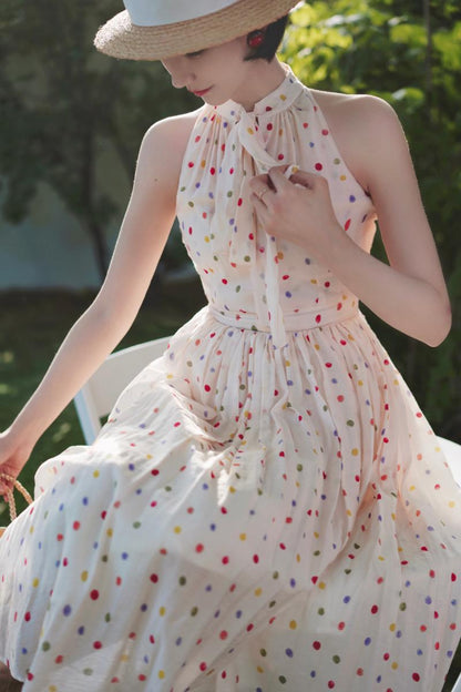 Polka dot tea party sleeveless dress