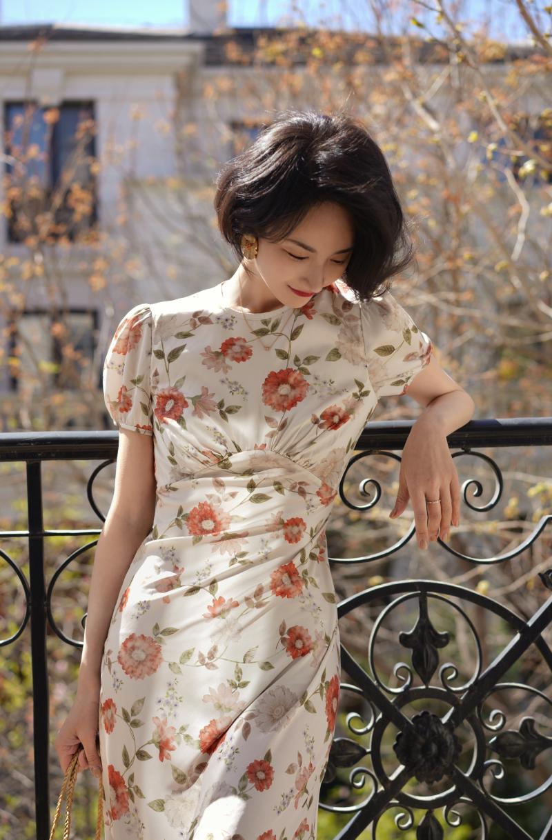 Flower watercolor pencil dress