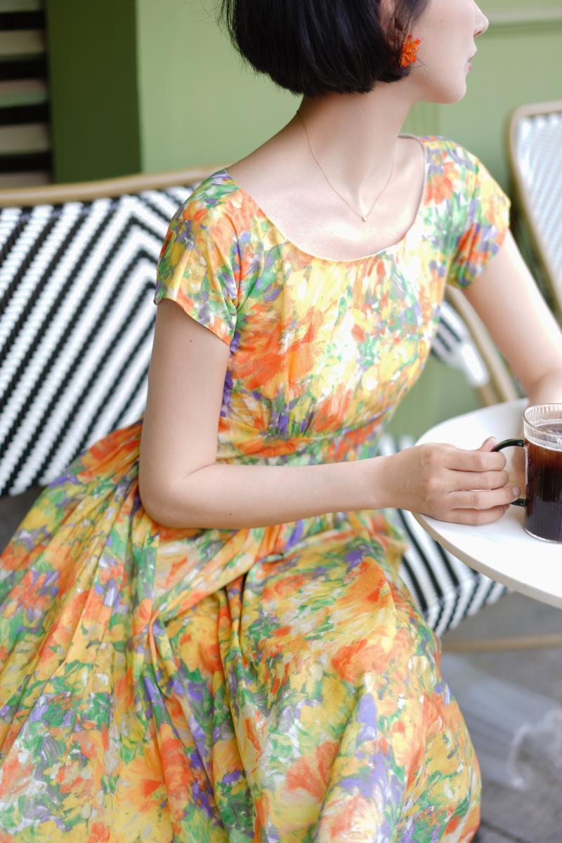 oil painting flower movie actress dress