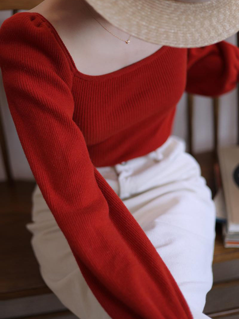 Crimson Lady Bishop Sleeve Knit