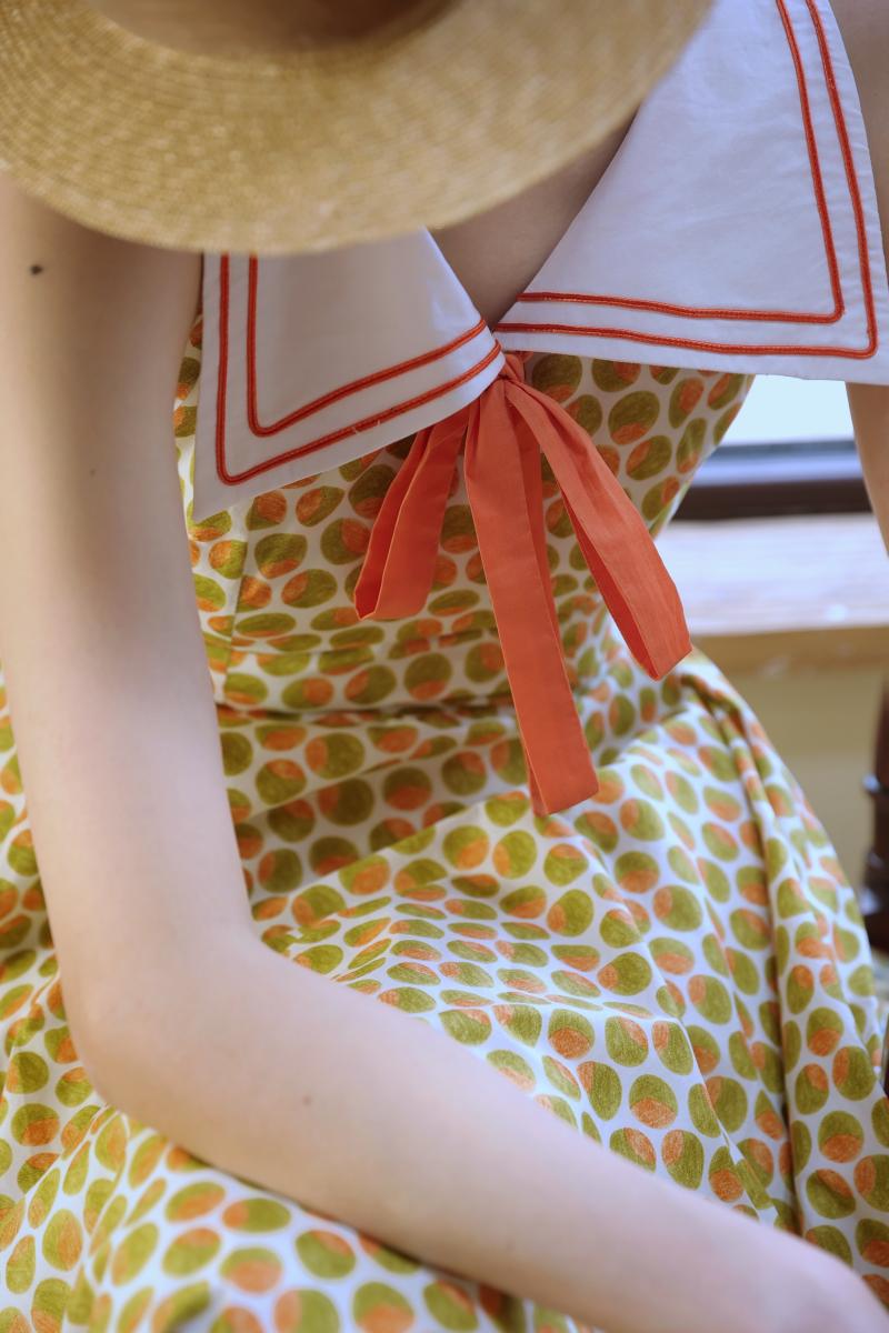 Yellow green orange polka dot pattern classical dress