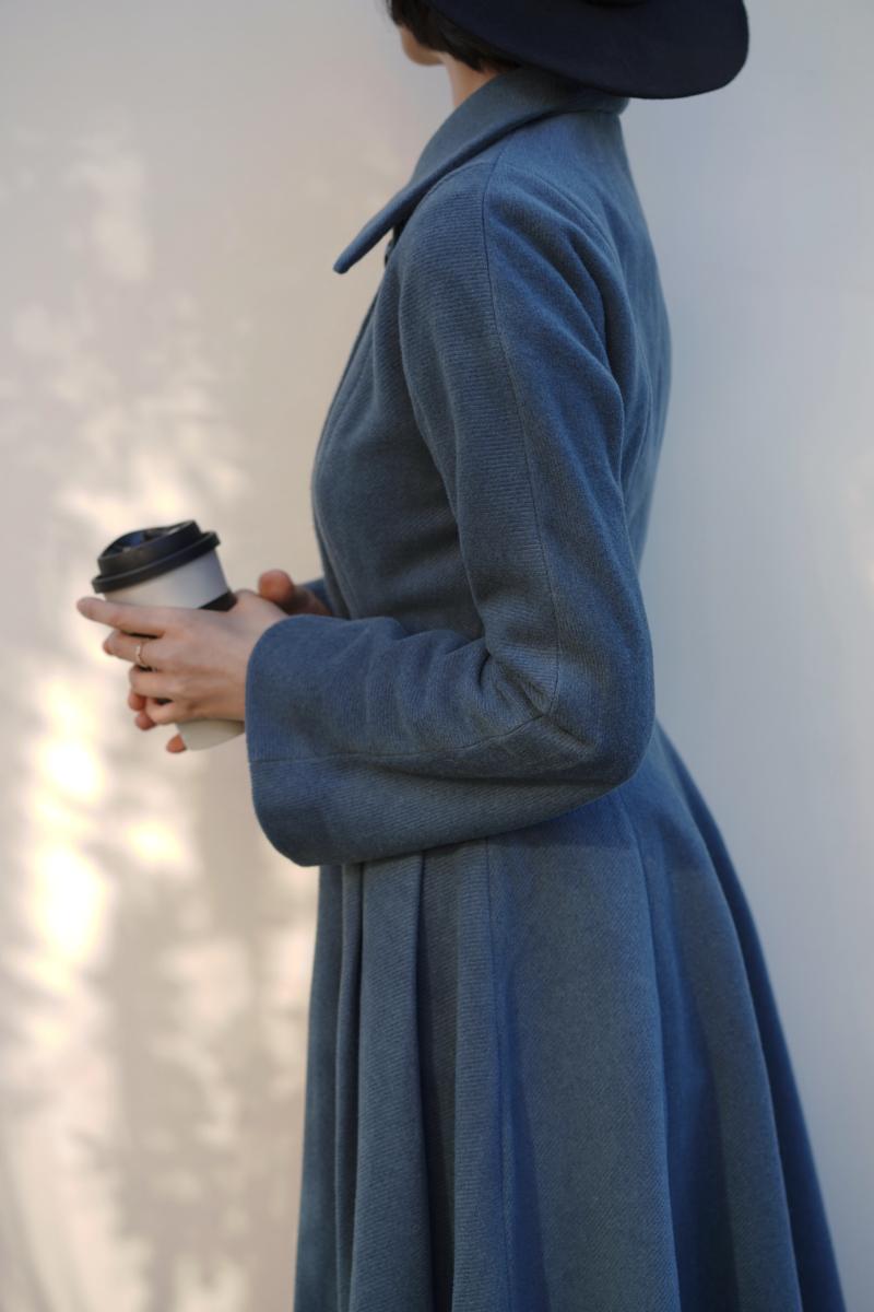 Gray Indigo Lady Classical Wool Coat