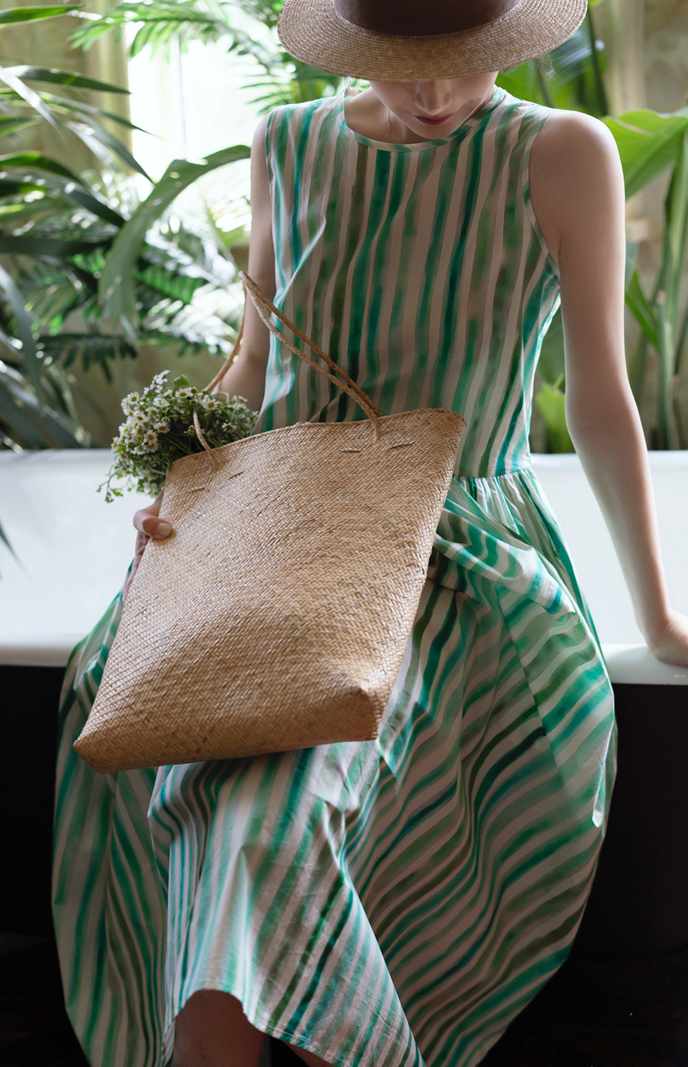 Water balloon striped long French dress