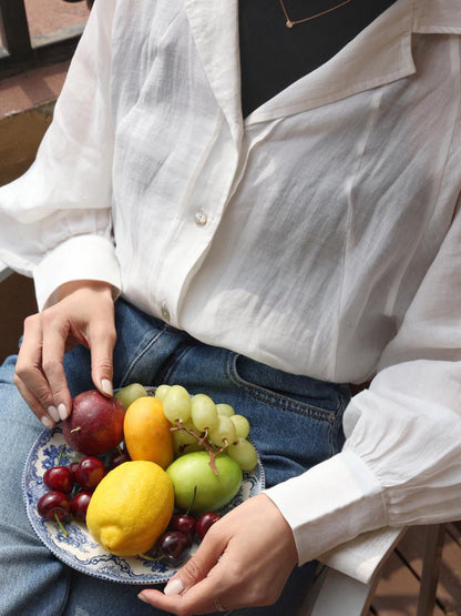 Lady White Linen Blouse