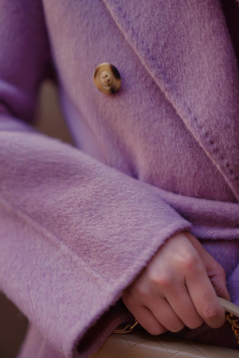 Purple lady long wool coat