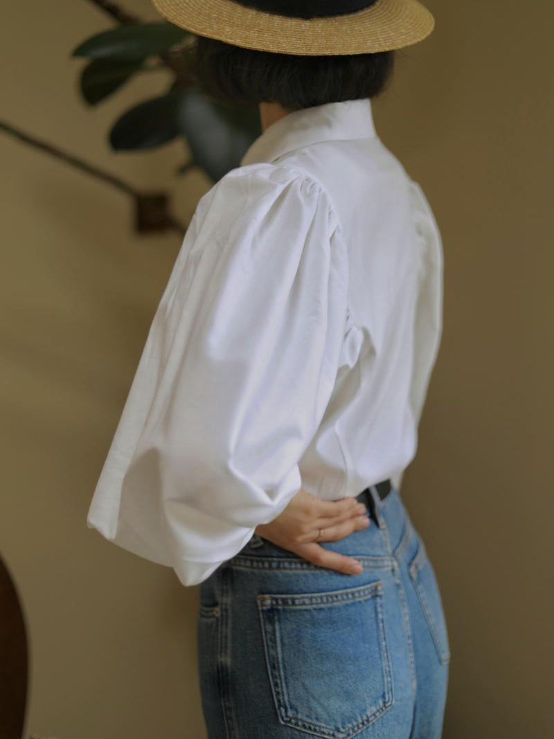 Pure white lady classical blouse