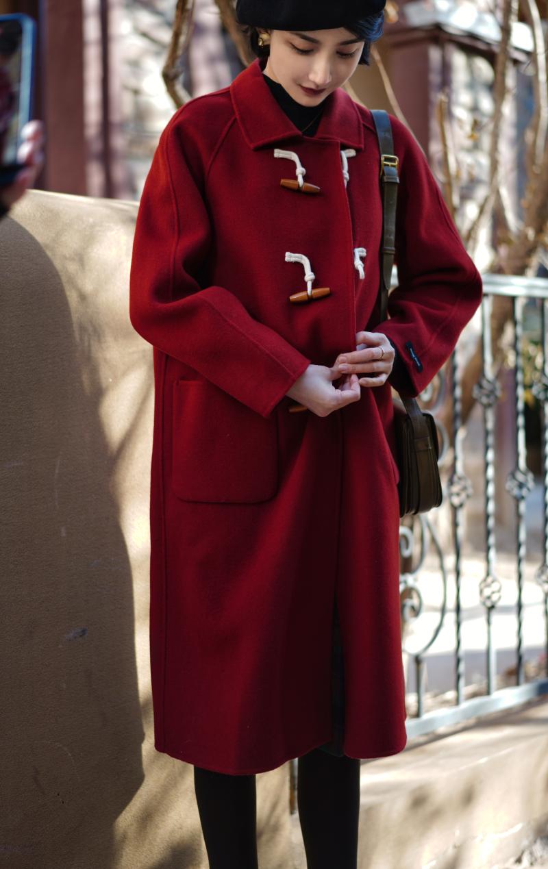 Crimson Lady Classical Duffle Coat