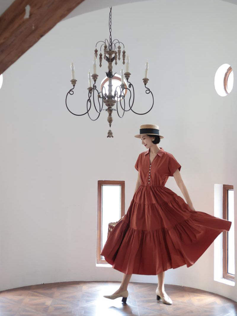 Red copper lady vintage dress