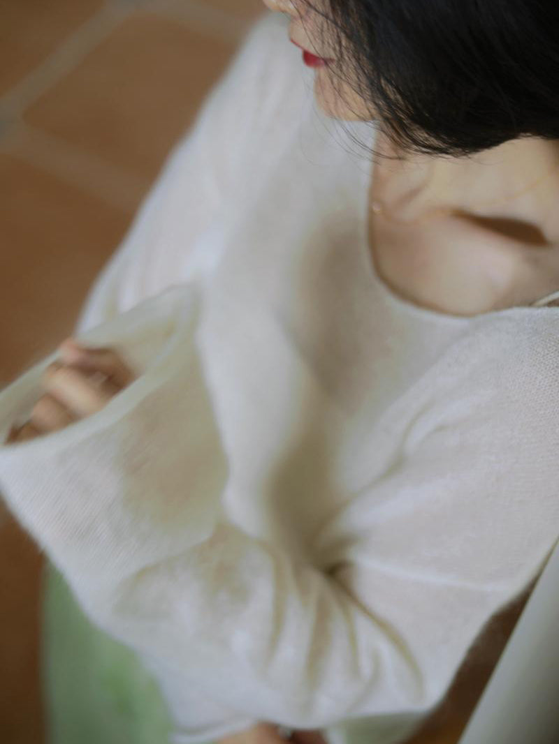 Ivory keyboard color mohair pullover