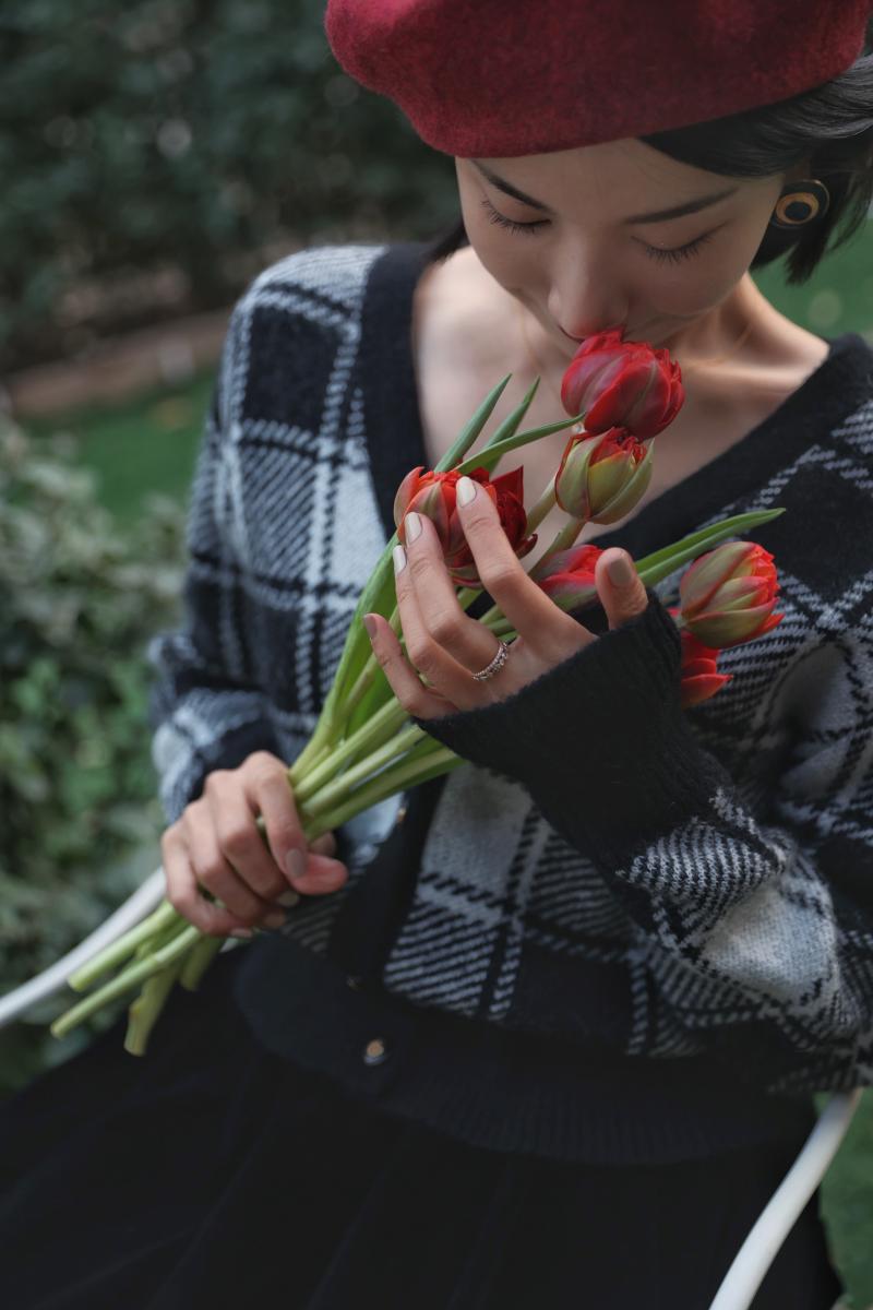 plaid retro sweater and cardigan